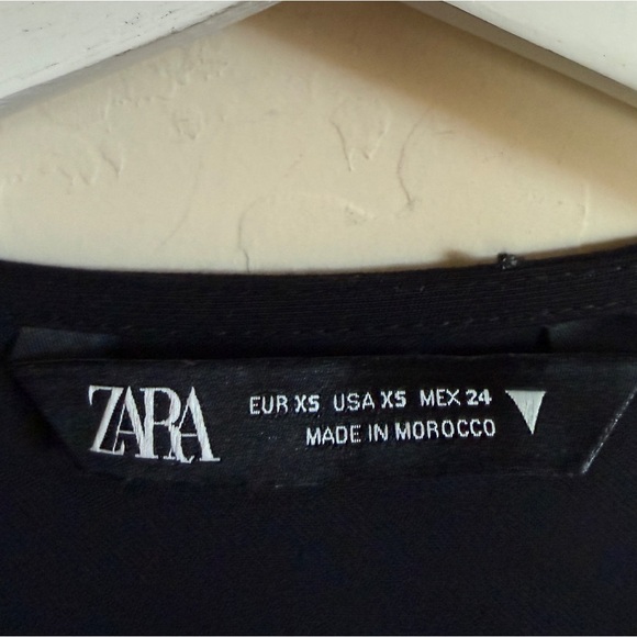 Zara Puff Sleeve Tiered Prairie Babydoll Black Long Sleeve Mini Dress XSmall - Picture 3 of 7